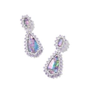 Kendra Scott Beaded Camry Silver Statement Earrings in Pastel Mix